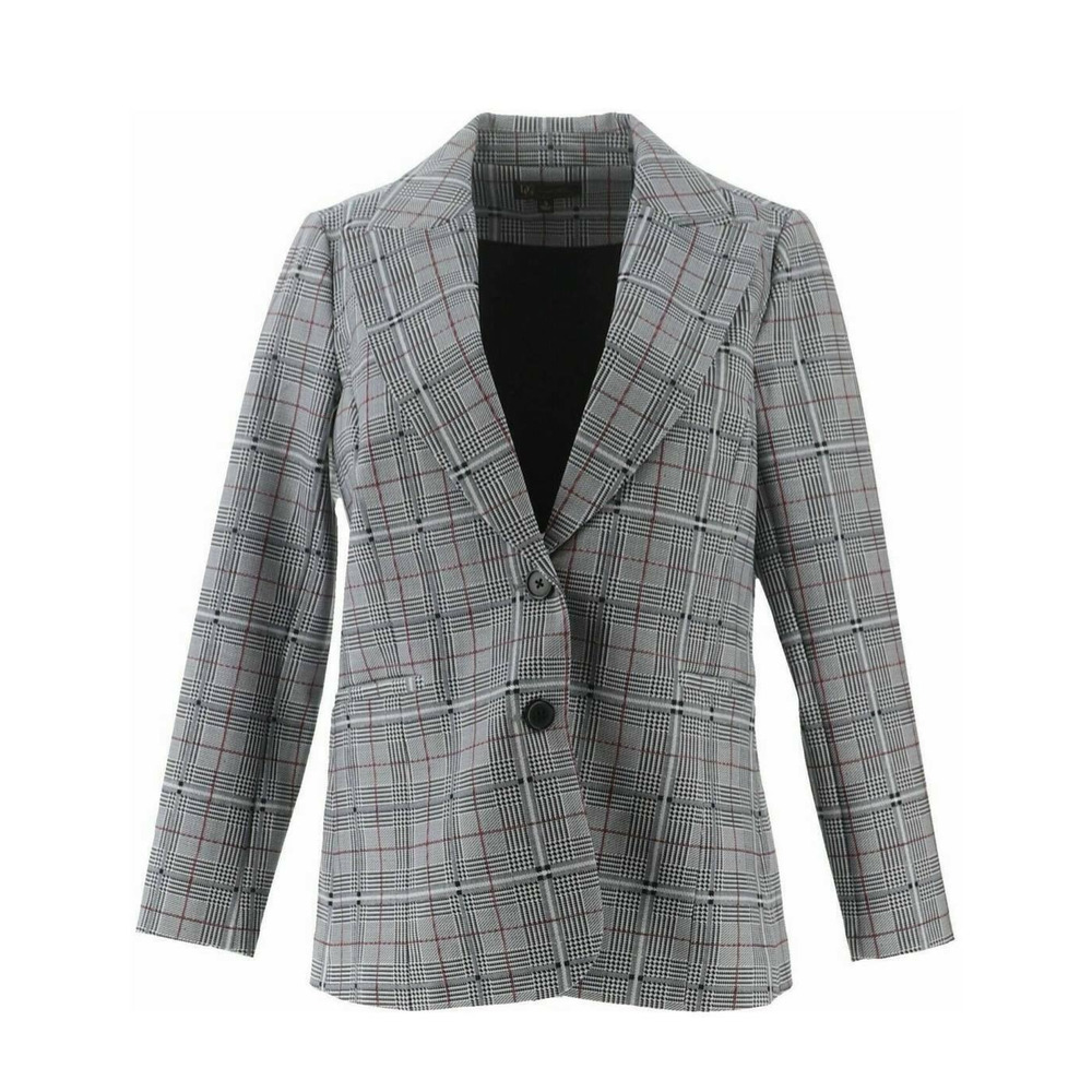 DG2 Diane Gilman Ponte Knit Boyfriend Blazer NEW 671-263 Glenn Plaid Blazer / 2X